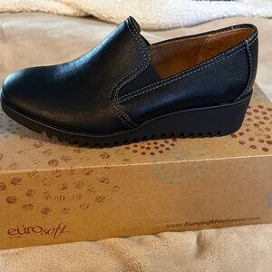 Eurosoft Women's Black Wedge Loafers
